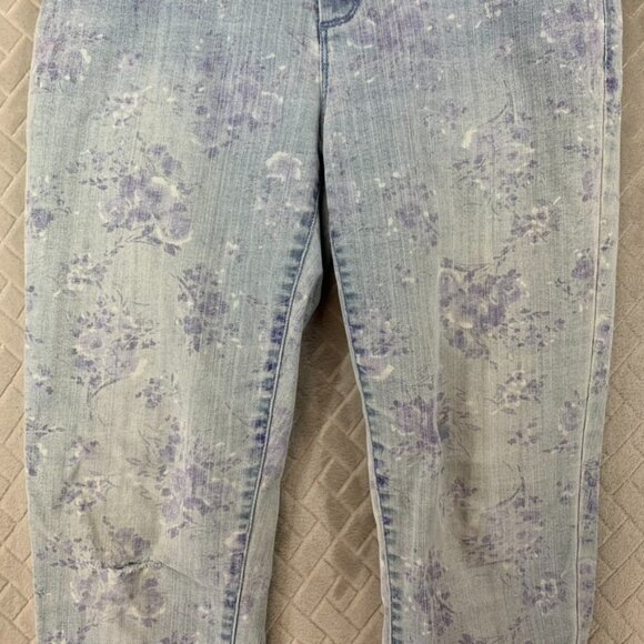 Lauren Conrad Womans 10 Denim Jeans Blue Floral Print Skinny Light Wash Mid Rise - Picture 3 of 16